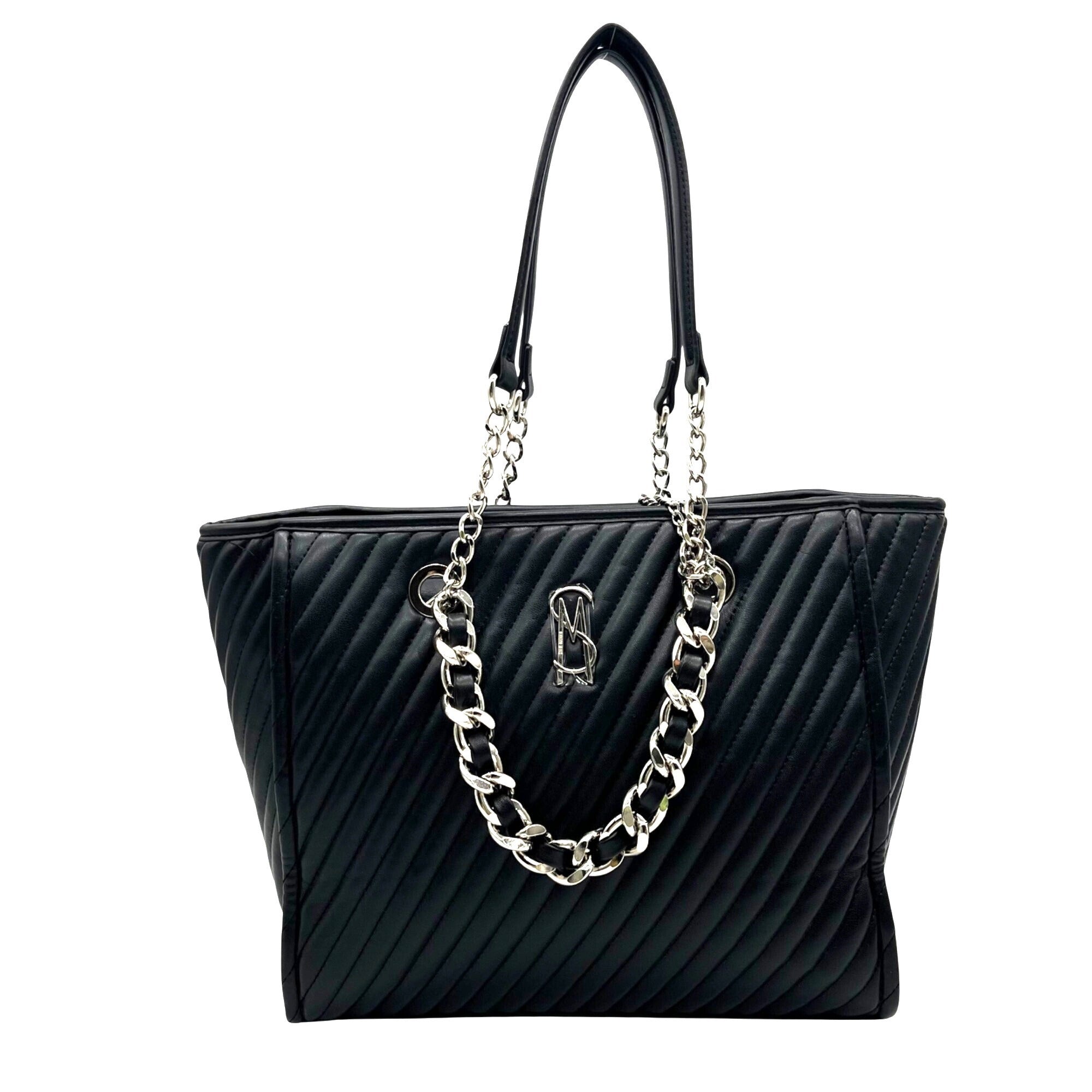 Steve Madden Black Faux Leather Tote with Pouch