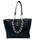 Steve Madden Black Faux Leather Tote with Pouch