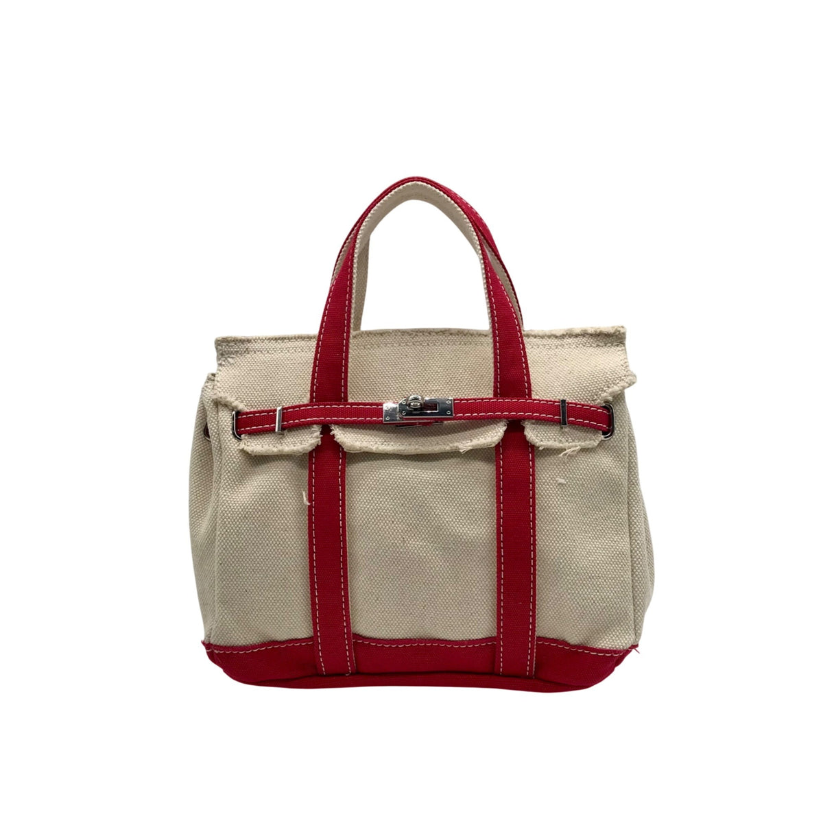 Sunwin Beige And Red Colorway Tote Bag