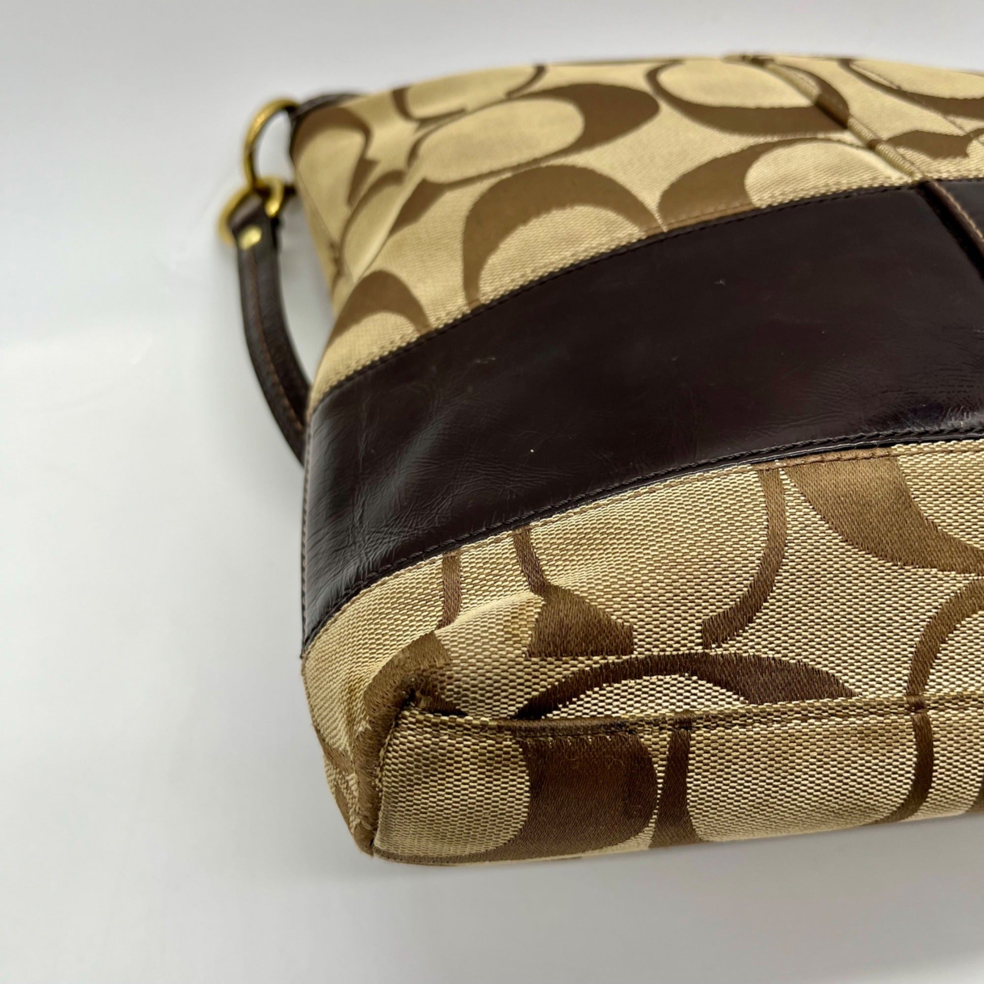 Coach Brown &amp; Khaki Canvas Y2K Shoulder Bag 12825