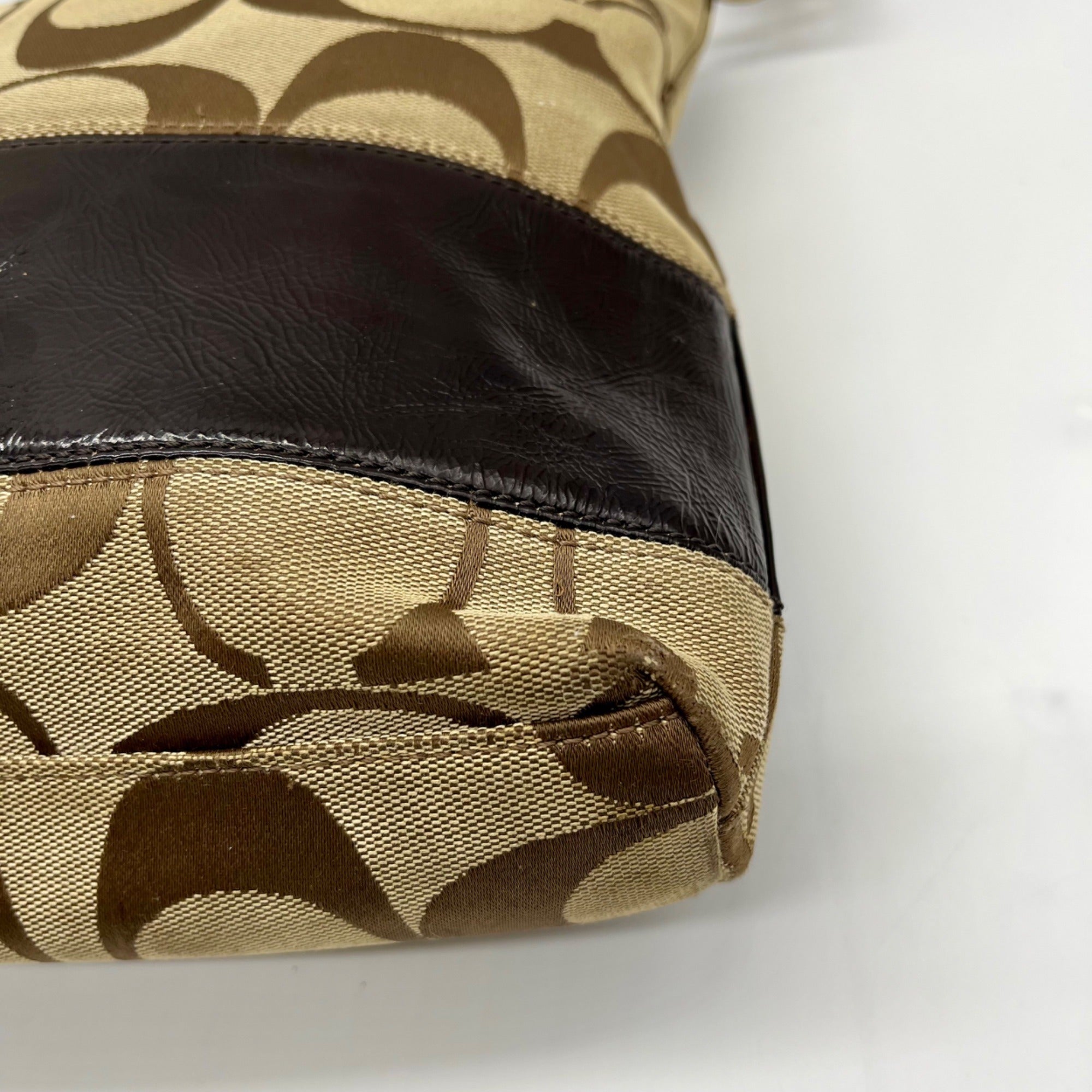 Coach Brown &amp; Khaki Canvas Y2K Shoulder Bag 12825