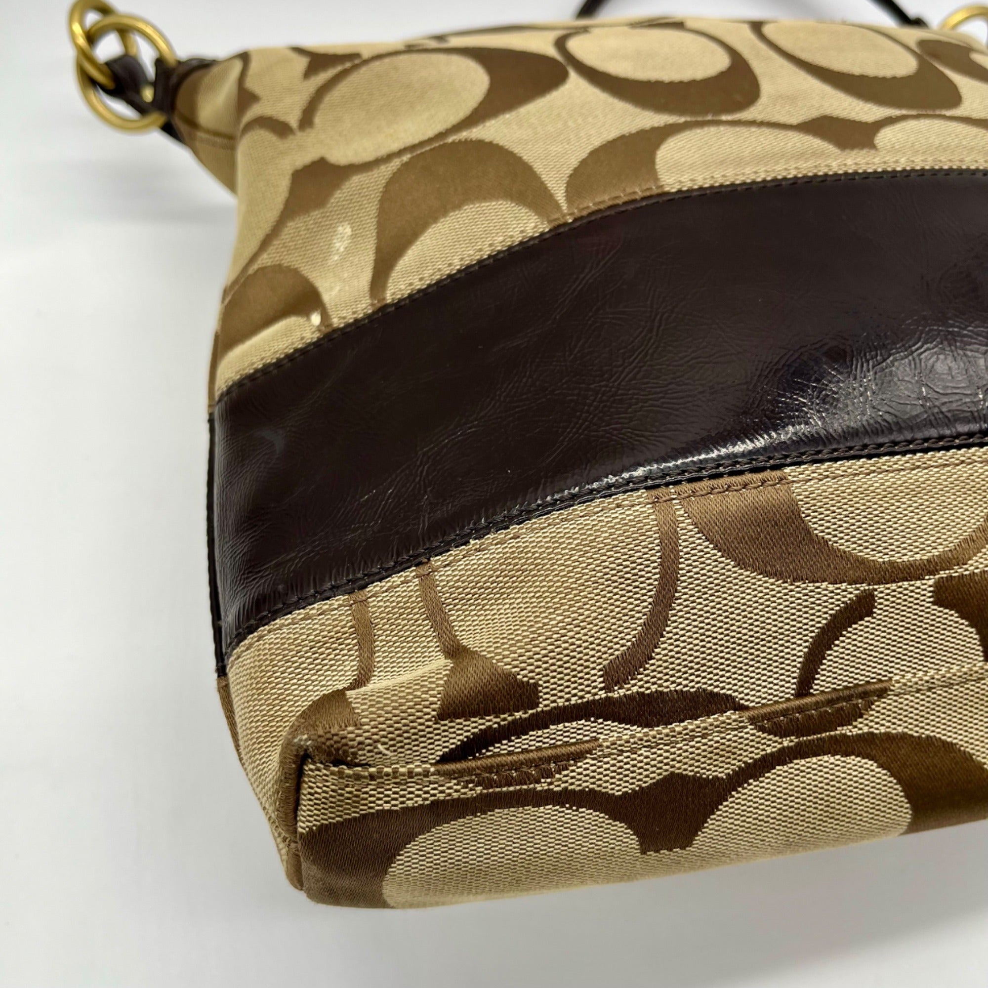 Coach Brown &amp; Khaki Canvas Y2K Shoulder Bag 12825