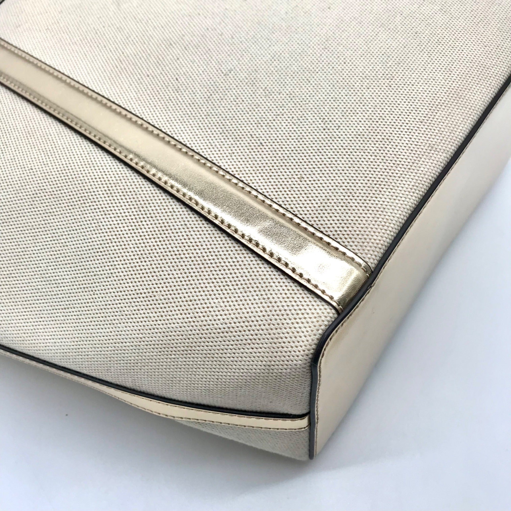 Michael Kors Pale Gold Large Jet Set Travel Top Zip Tote Bag