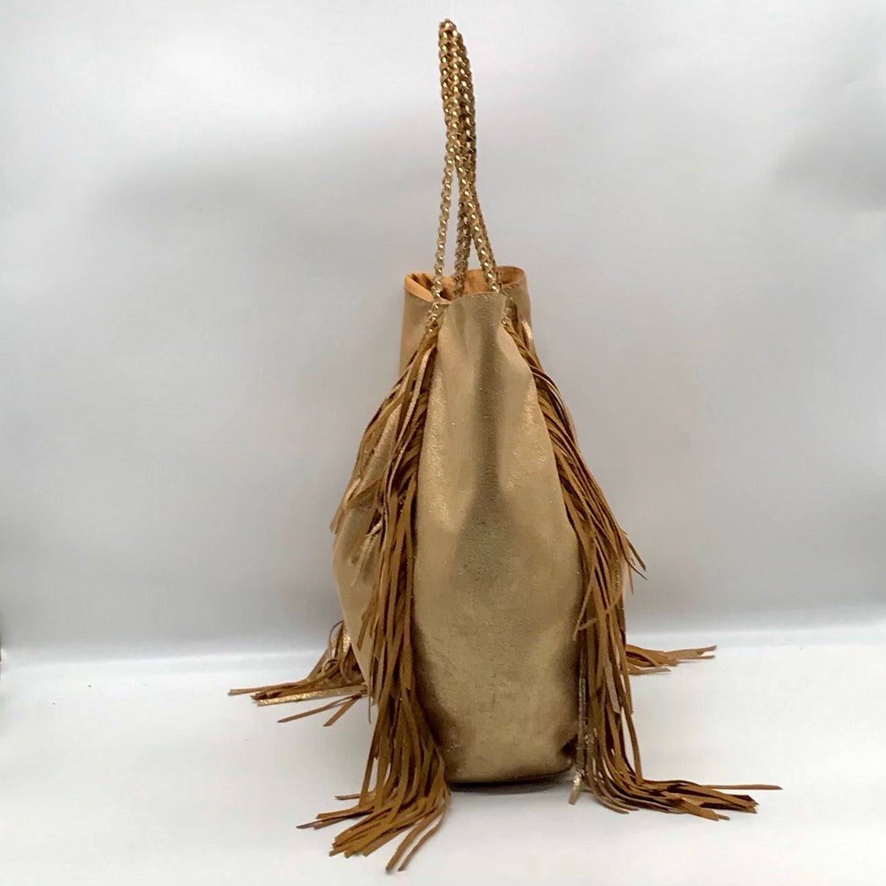 Lilly Pulitzer Metallic Gold Fabric Fringe Tote Bag
