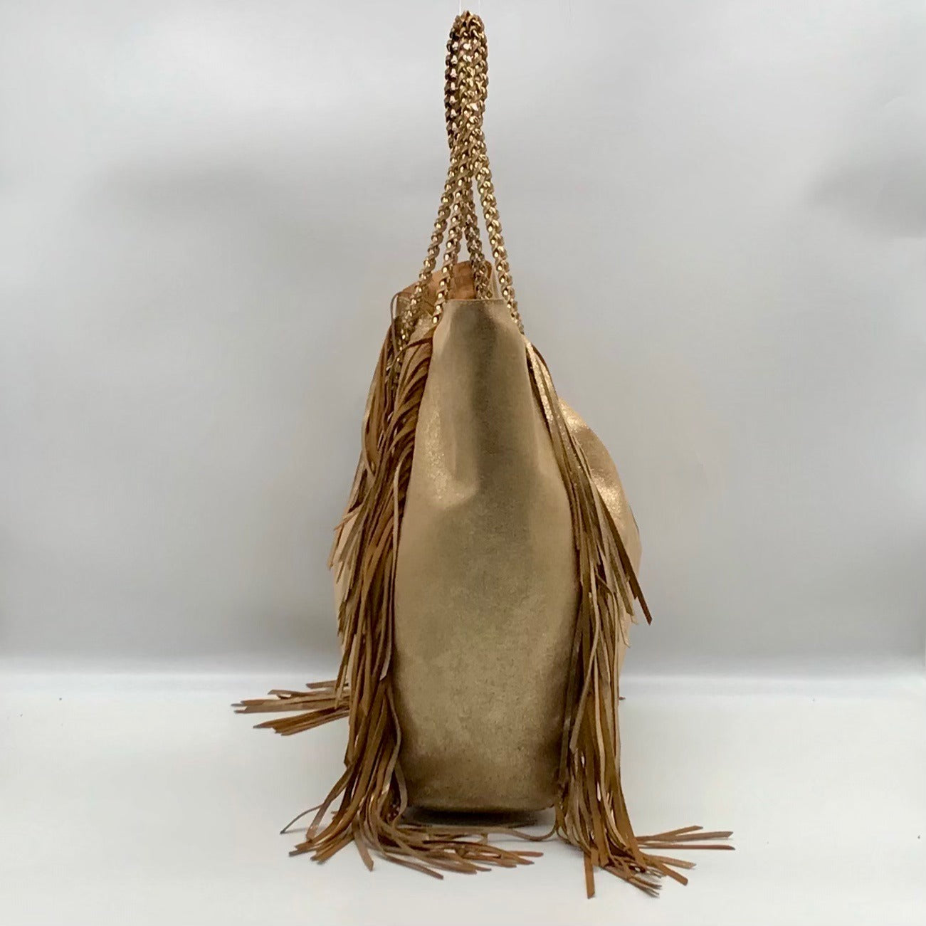 Lilly Pulitzer Metallic Gold Fabric Fringe Tote Bag