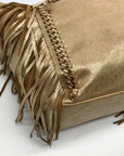 Lilly Pulitzer Metallic Gold Fabric Fringe Tote Bag