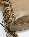 Lilly Pulitzer Metallic Gold Fabric Fringe Tote Bag