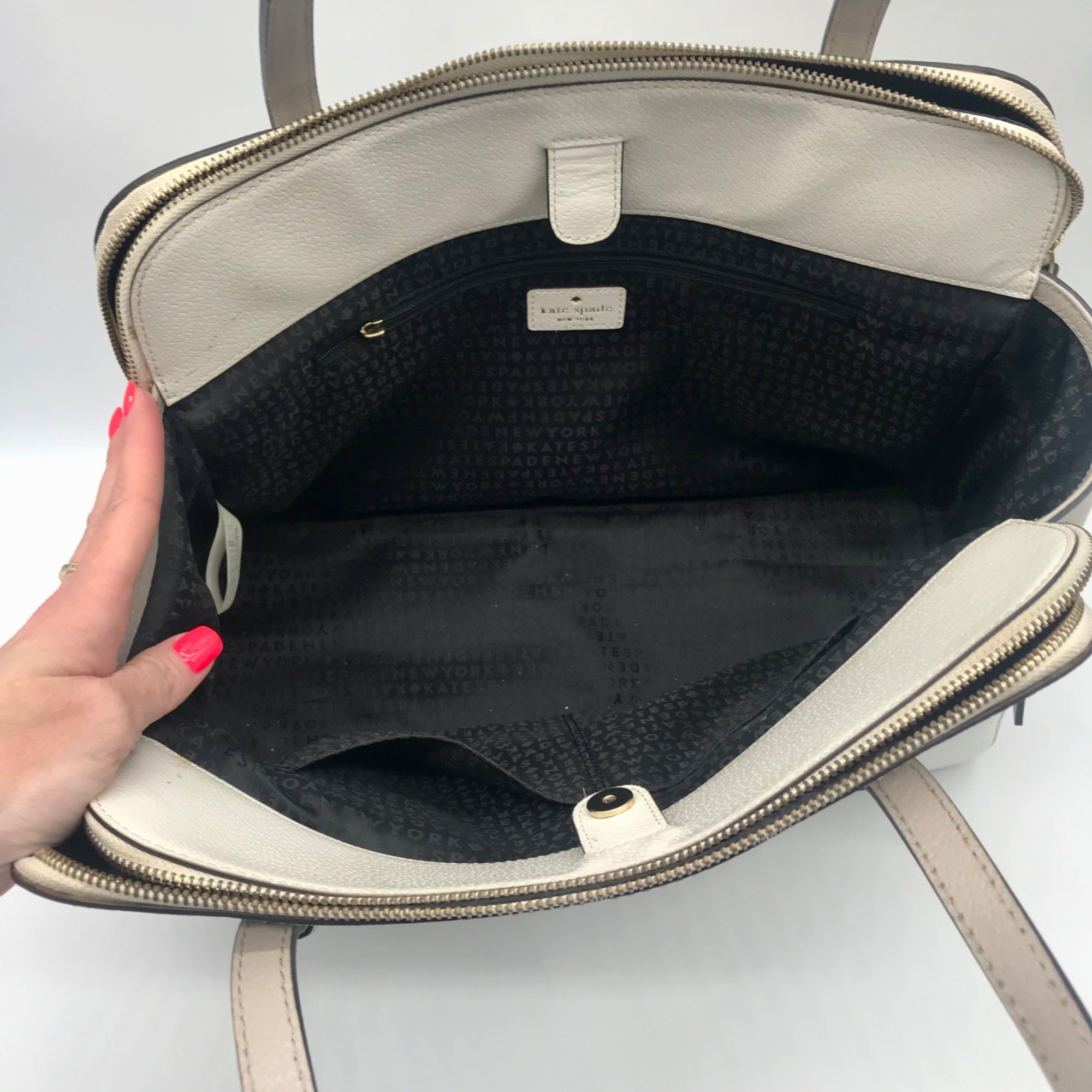 Kate Spade New York Ivory &amp; Cement Grand Street Lydia Shoulder Bag