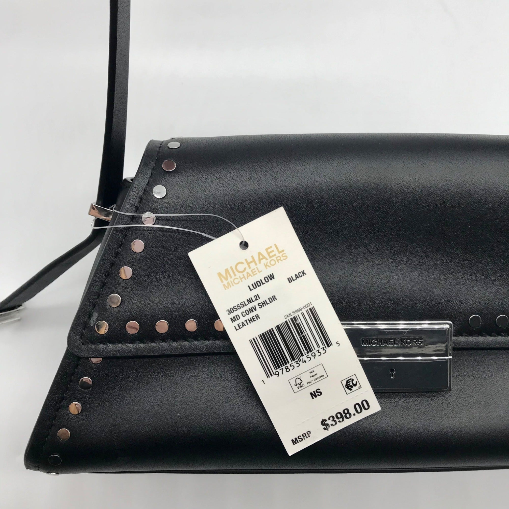 Michael Kors Black Leather Ludlow Convertible Shoulder Bag
