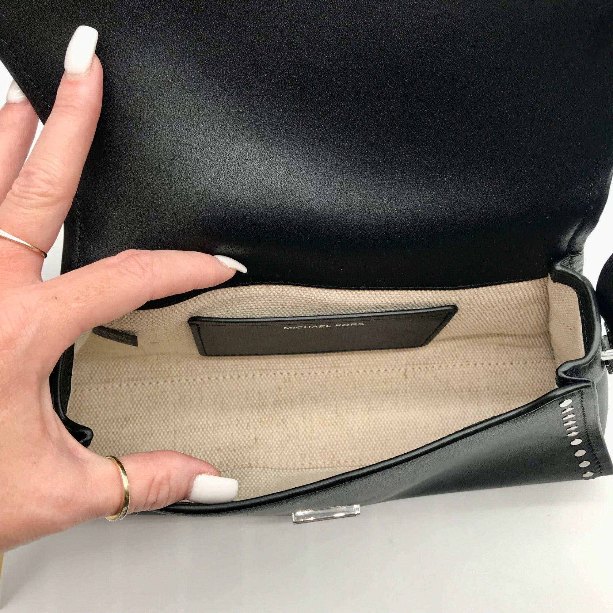 Michael Kors Black Leather Ludlow Convertible Shoulder Bag