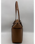 Michael Kors Jet Set East West Top Zipper Tan Coated Canvas Tote Bag