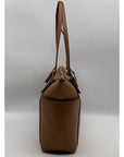 Michael Kors Jet Set East West Top Zipper Tan Coated Canvas Tote Bag