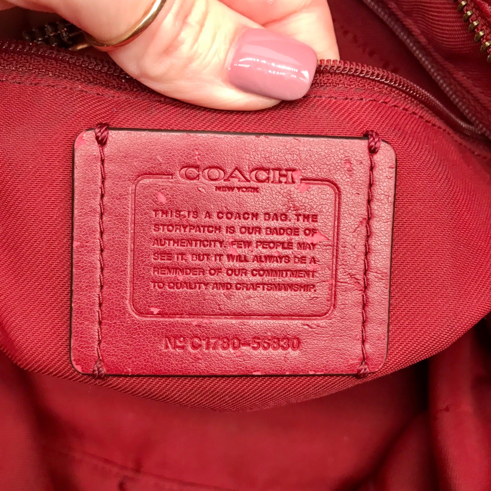 Coach Dark Red Pebbled Leather Turnlock Chain Tote Bag 56830