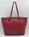 Coach Dark Red Pebbled Leather Turnlock Chain Tote Bag 56830