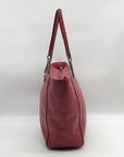Coach Dark Red Pebbled Leather Turnlock Chain Tote Bag 56830