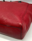 Coach Dark Red Pebbled Leather Turnlock Chain Tote Bag 56830