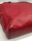 Coach Dark Red Pebbled Leather Turnlock Chain Tote Bag 56830