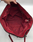 Coach Dark Red Pebbled Leather Turnlock Chain Tote Bag 56830