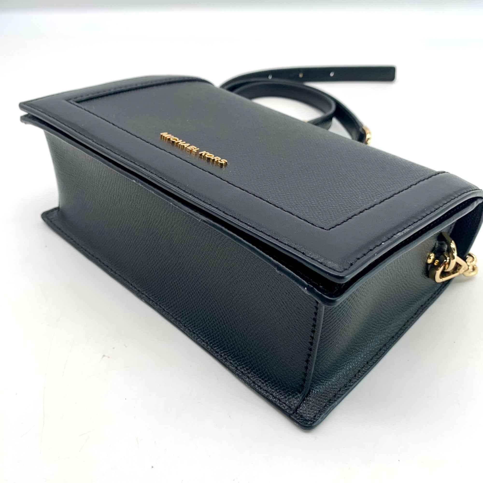 Michael Kors Jet Set Black Leather Full Flap Crossbody Bag