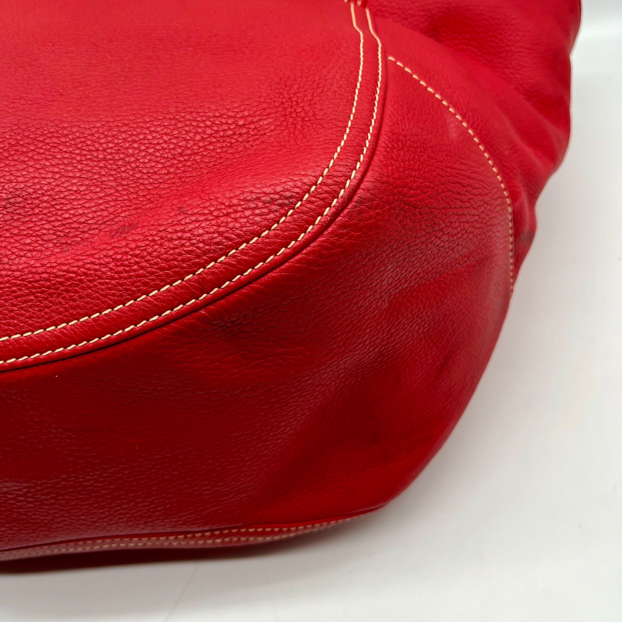 Dooney &amp; Bourke Red Leather Pebble Grain Hobo Bag
