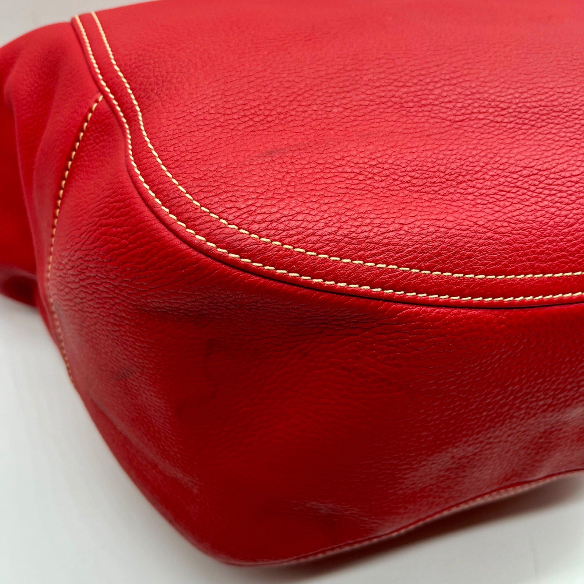 Dooney &amp; Bourke Red Leather Pebble Grain Hobo Bag