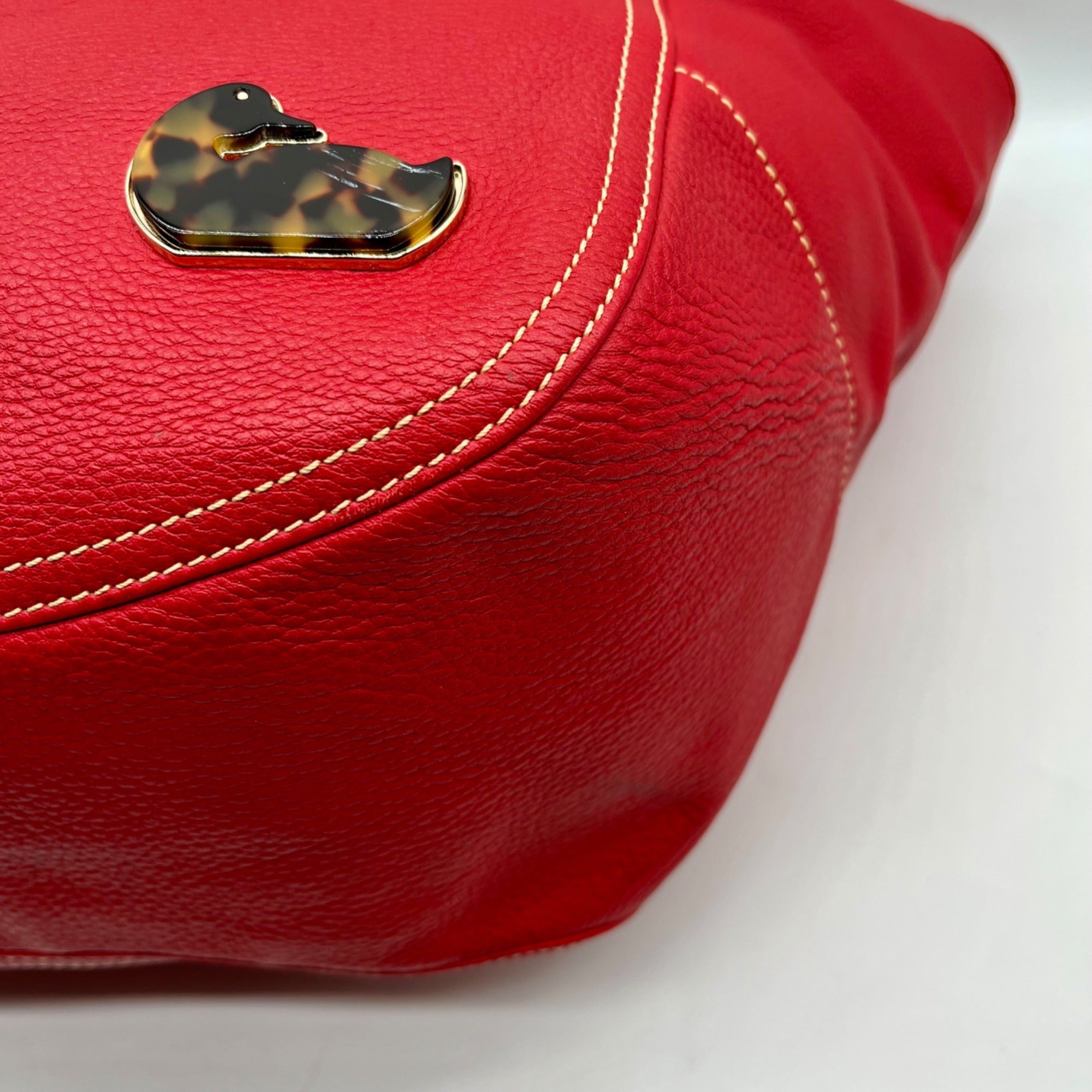 Dooney &amp; Bourke Red Leather Pebble Grain Hobo Bag