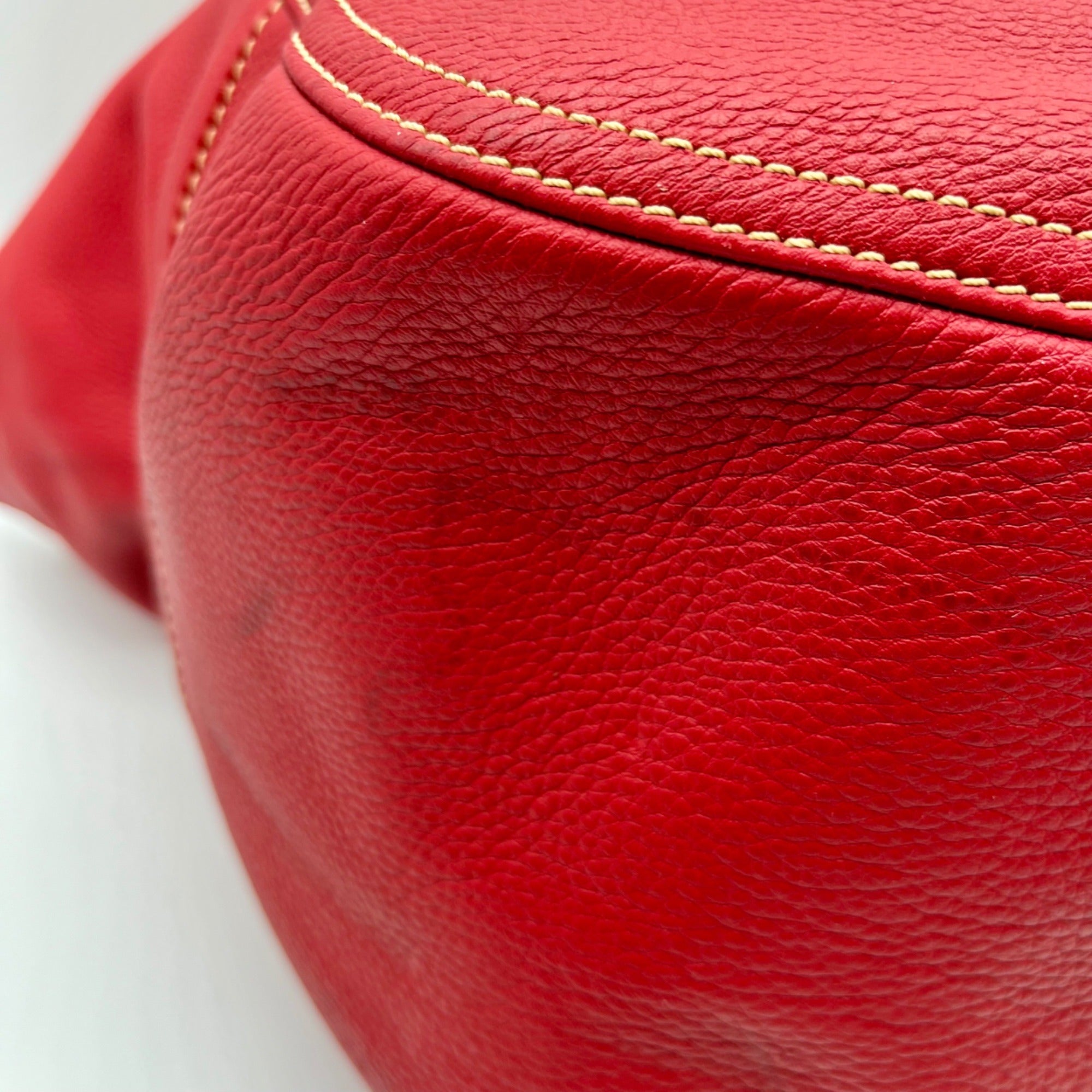 Dooney &amp; Bourke Red Leather Pebble Grain Hobo Bag