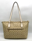 Coach Beige and Cream Signature Coated Canvas Station Tote Bag CH504