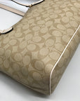 Coach Beige and Cream Signature Coated Canvas Station Tote Bag CH504