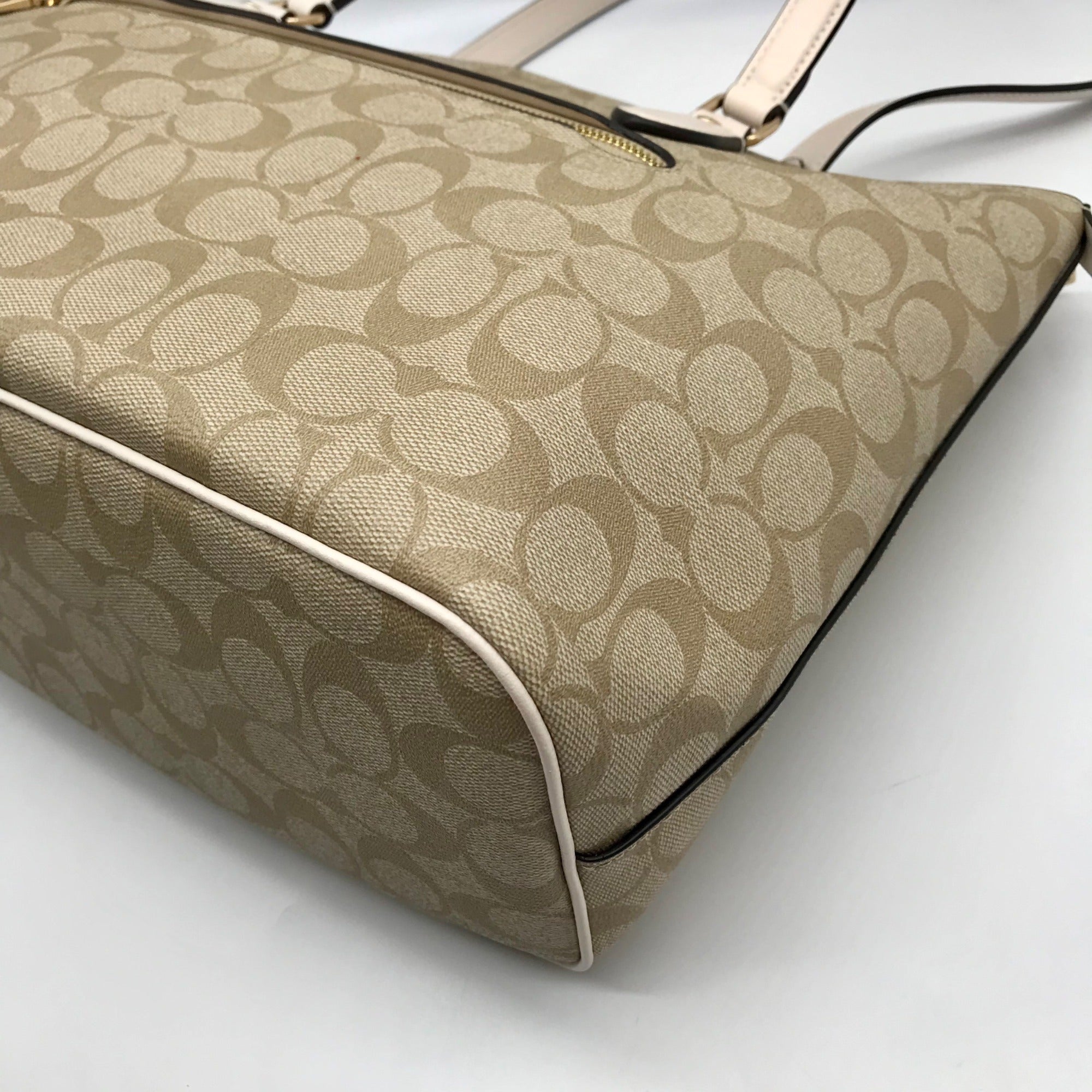 Coach Beige and Cream Signature Coated Canvas Station Tote Bag CH504
