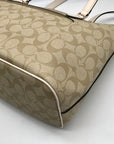 Coach Beige and Cream Signature Coated Canvas Station Tote Bag CH504