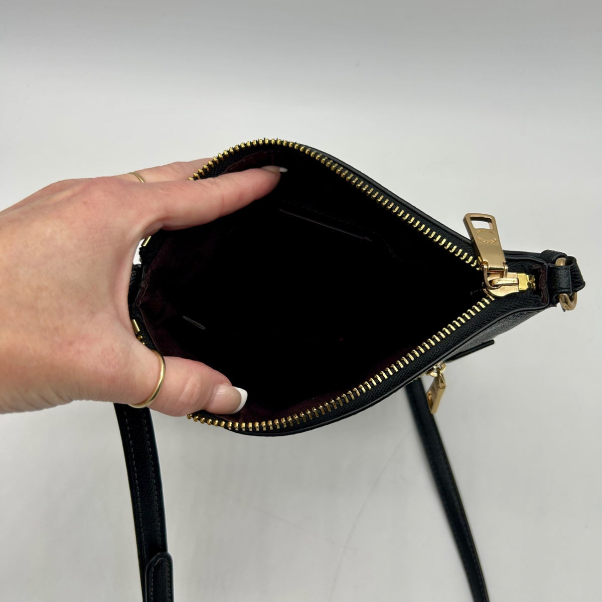 Coach Black Crossgrain Leather Mini rowan File Bag CE871