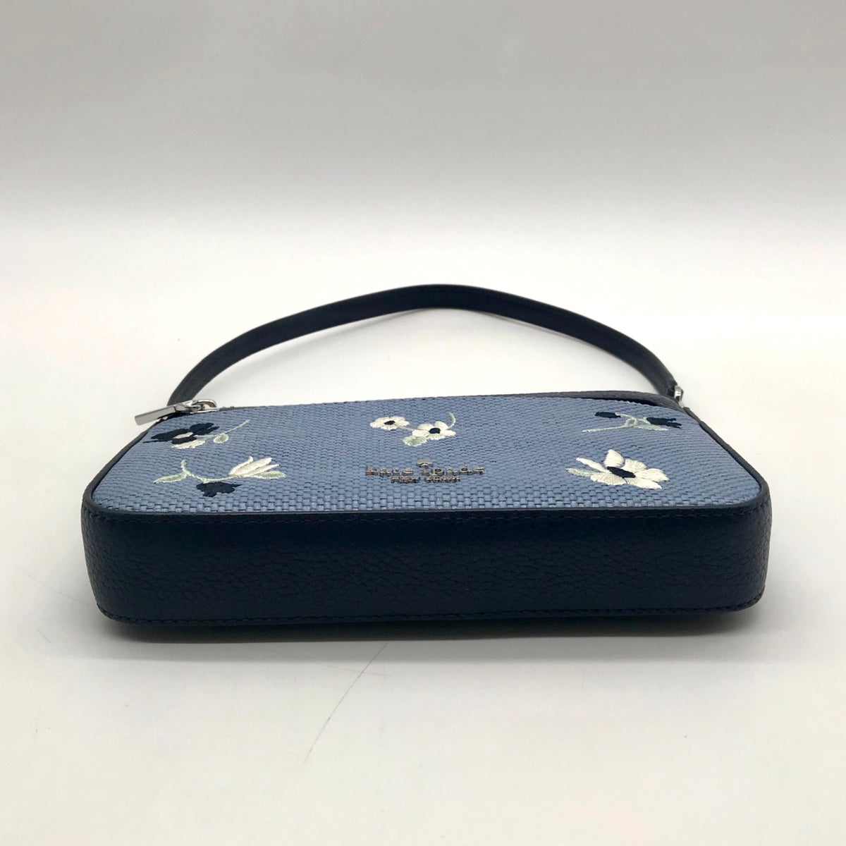 Kate Spade Blue Floral Embroidery Pebbled Leather Mini Shoulder Bag