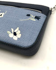 Kate Spade Blue Floral Embroidery Pebbled Leather Mini Shoulder Bag