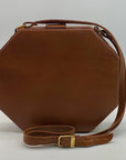 Giorgio Beverly Hills Light Brown Leather Vintage Octagon Crossbody Bag