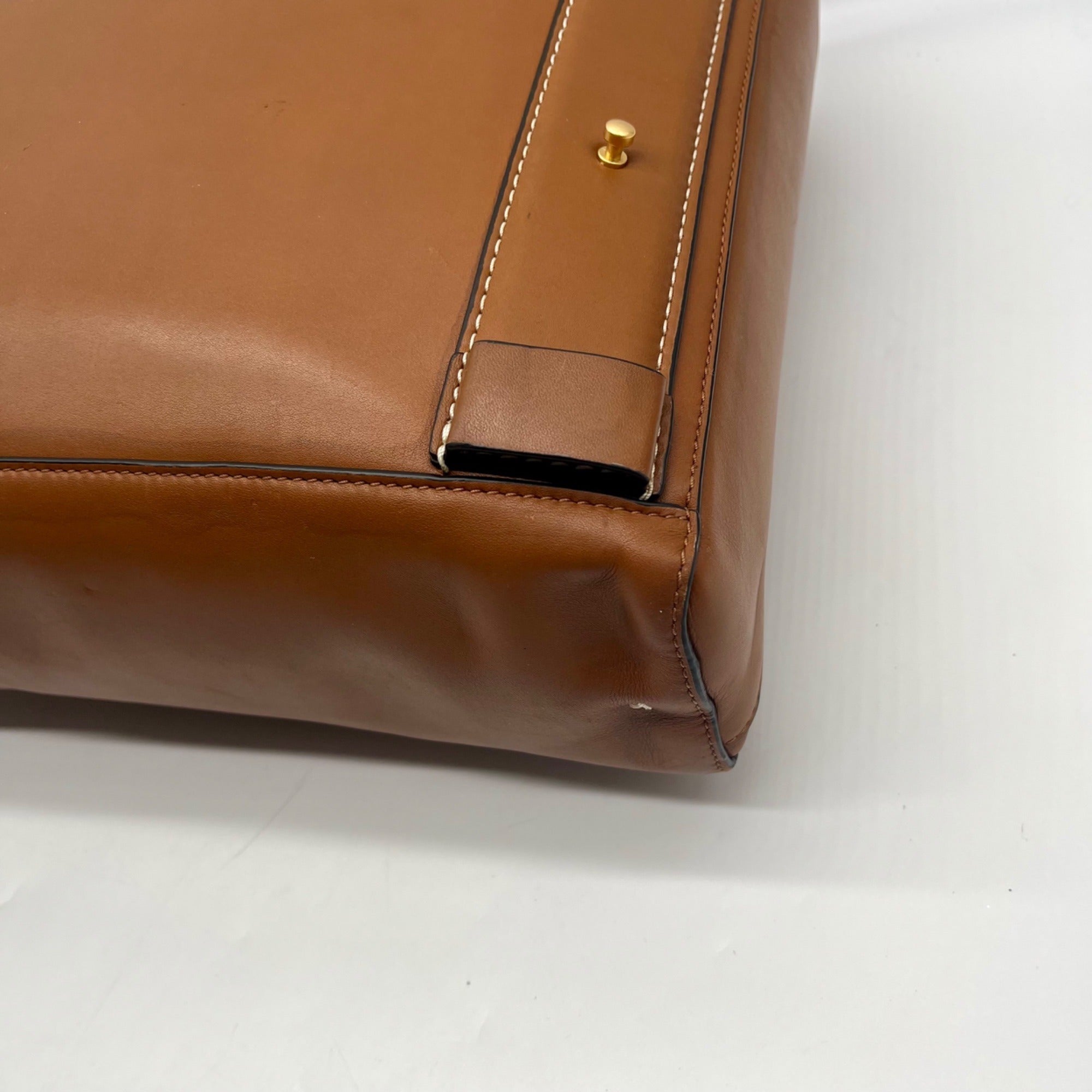 Tory Burch Brown Leather Miller Poetry Large Messenger Bag