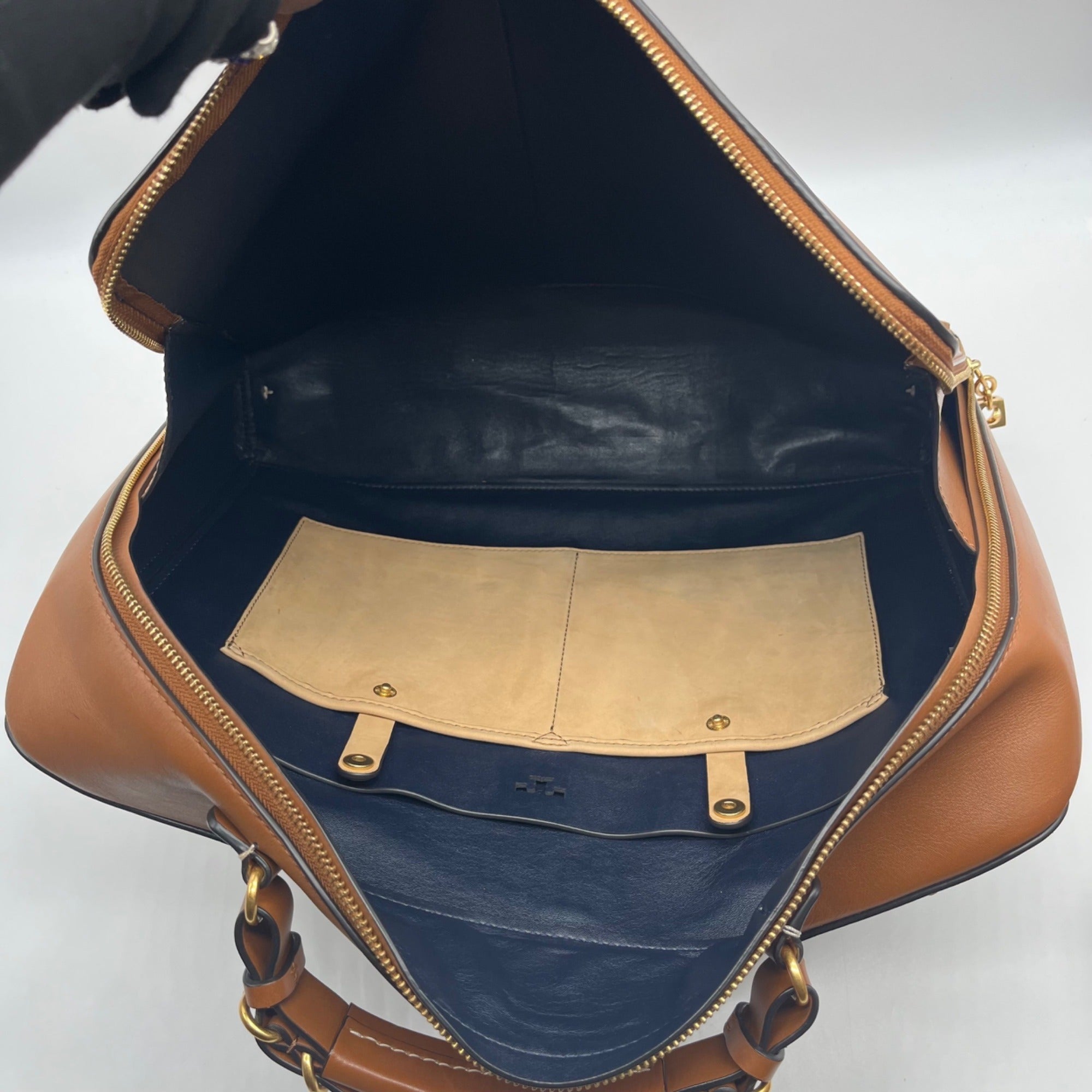 Tory Burch Brown Leather Miller Poetry Large Messenger Bag