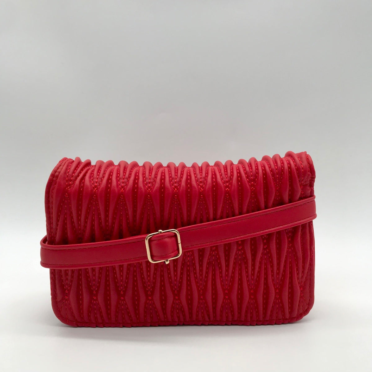 Valentino Orlandi Red Quilted Faux leather Shoulder Bag