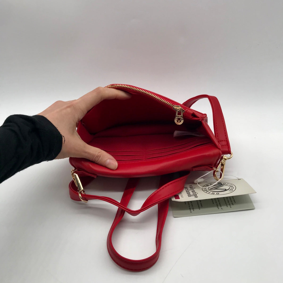 Valentino Orlandi Red Quilted Faux leather Shoulder Bag