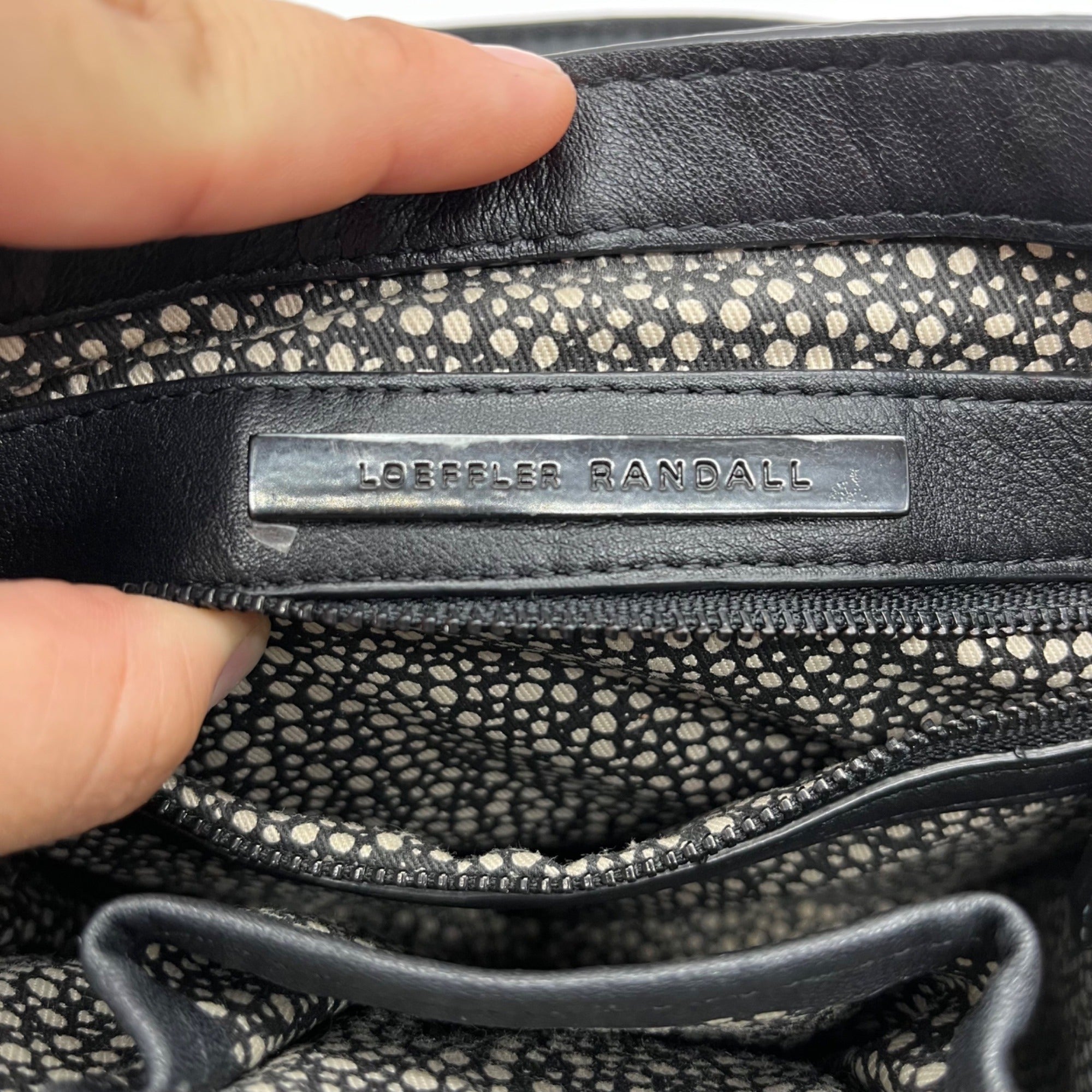 Loeffler Randall Black Leather Studded Junior Work Tote Bag