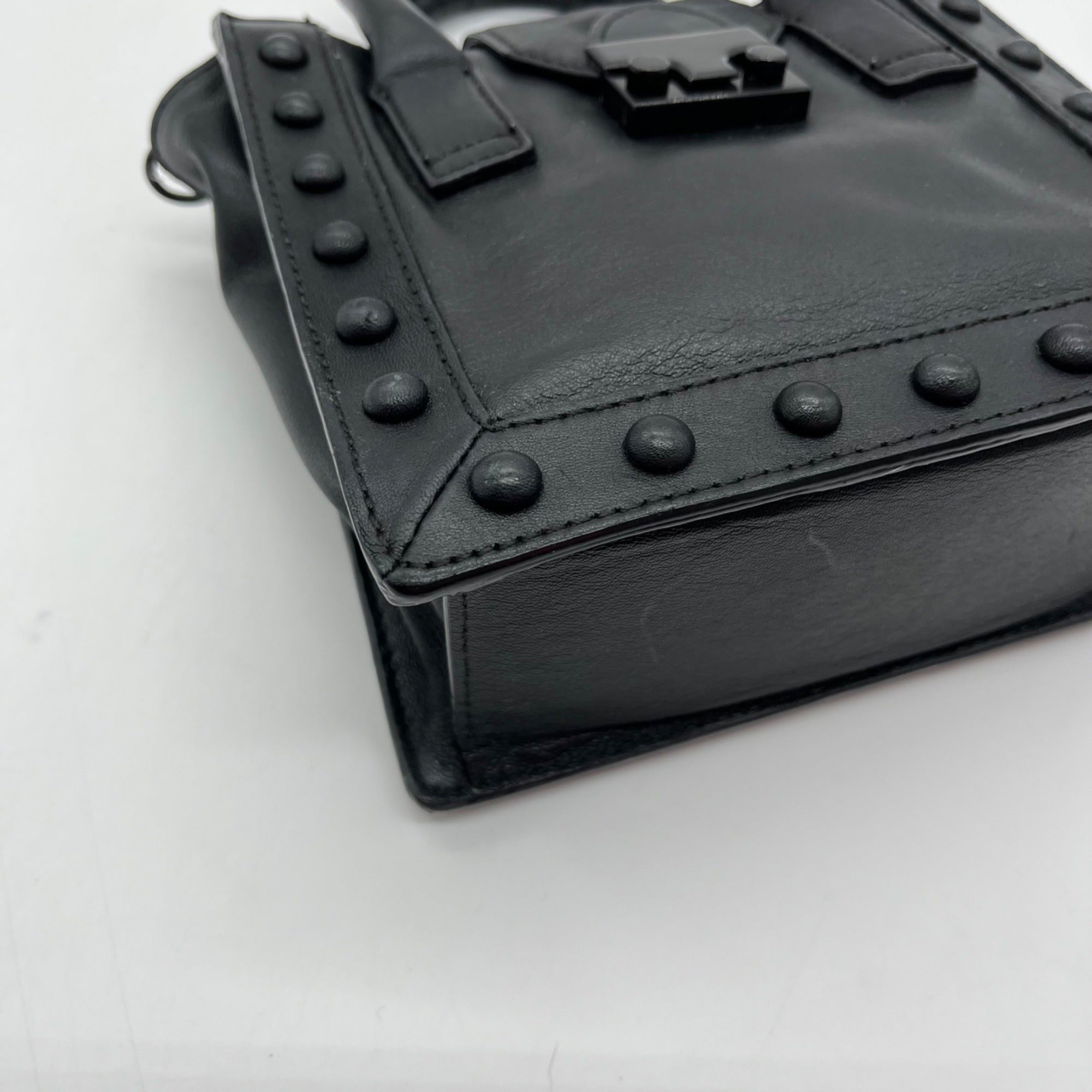Loeffler Randall Black Leather Studded Junior Work Tote Bag