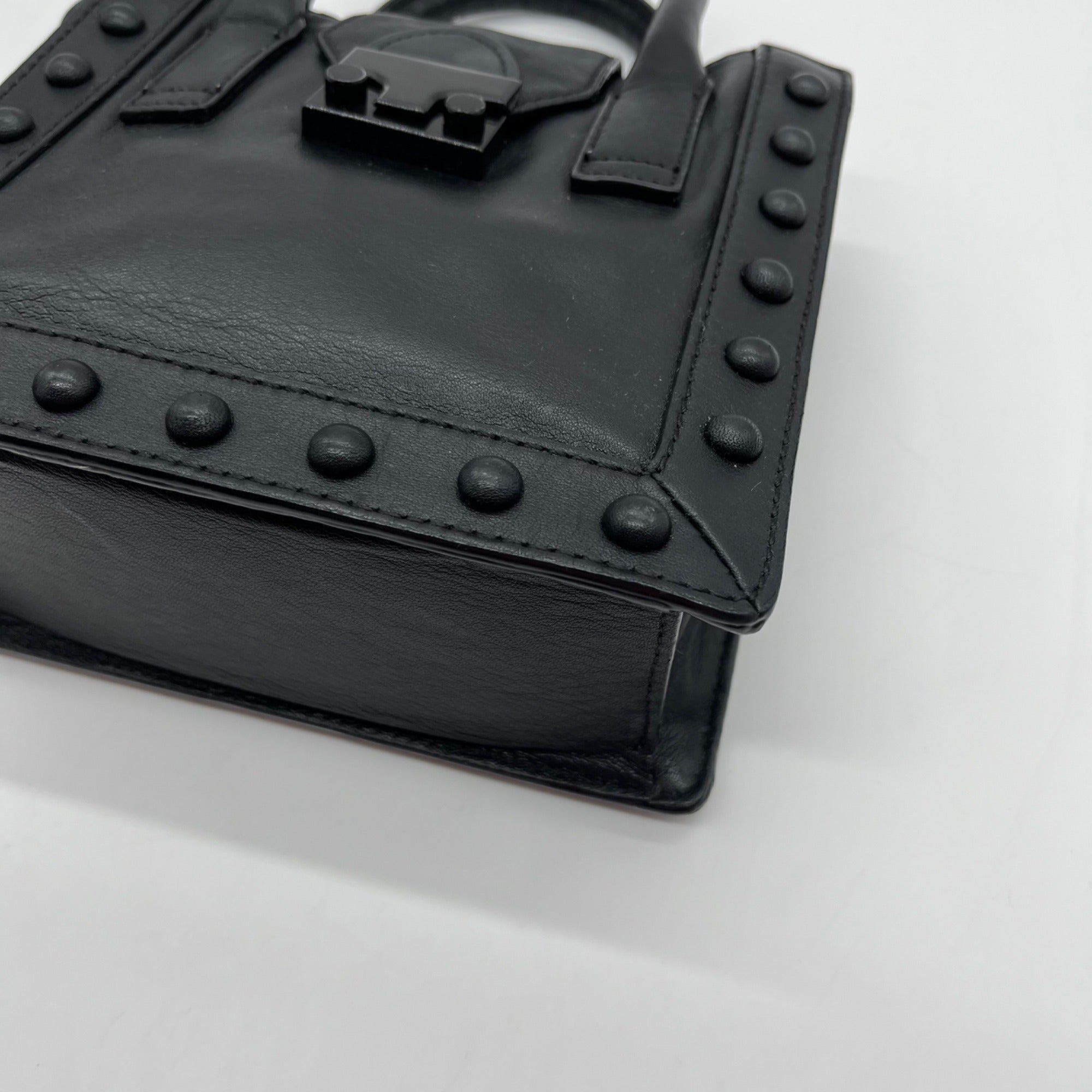 Loeffler Randall Black Leather Studded Junior Work Tote Bag