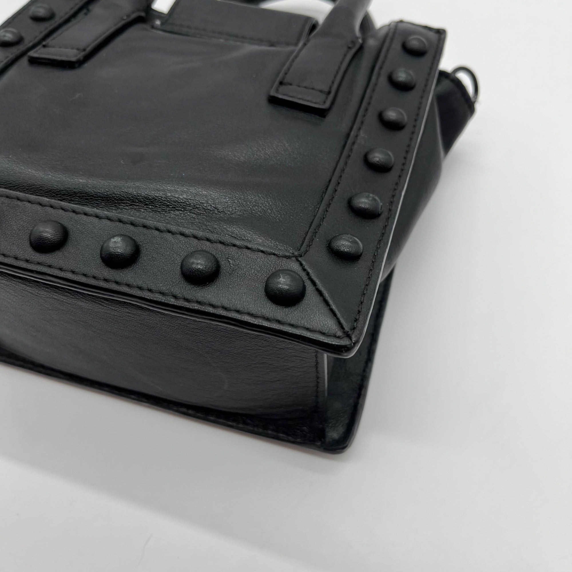 Loeffler Randall Black Leather Studded Junior Work Tote Bag