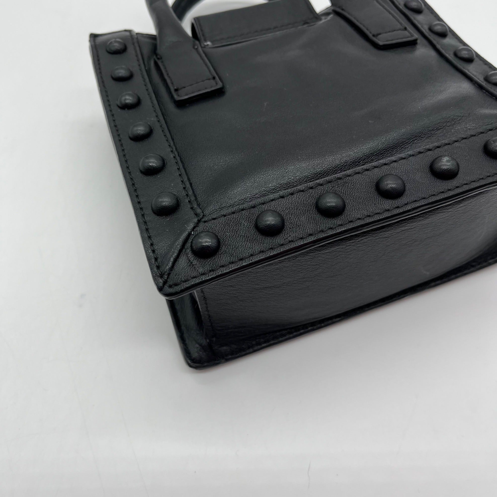 Loeffler Randall Black Leather Studded Junior Work Tote Bag