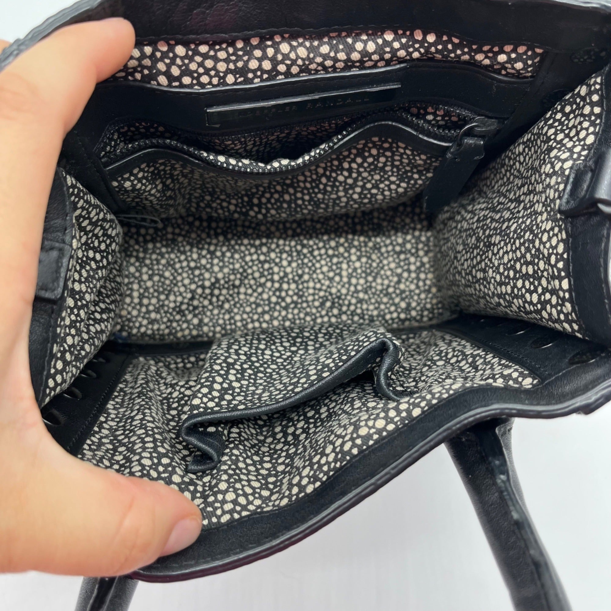 Loeffler Randall Black Leather Studded Junior Work Tote Bag