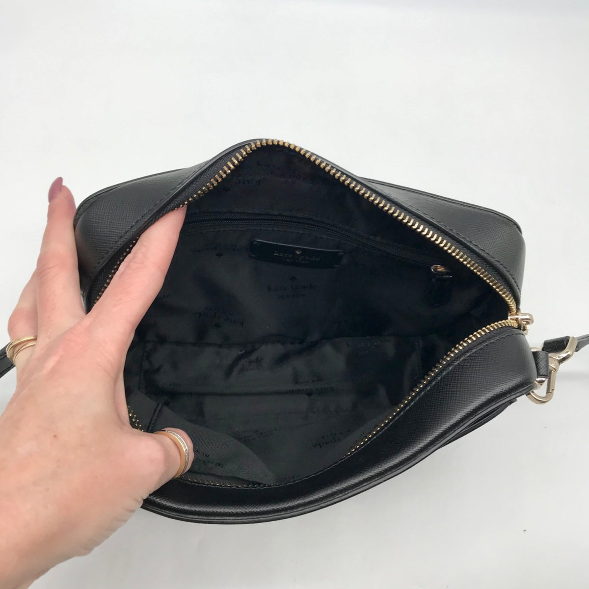 Kate Spade Black Saffiano Leather Lauryn Camera Crossbody Bag