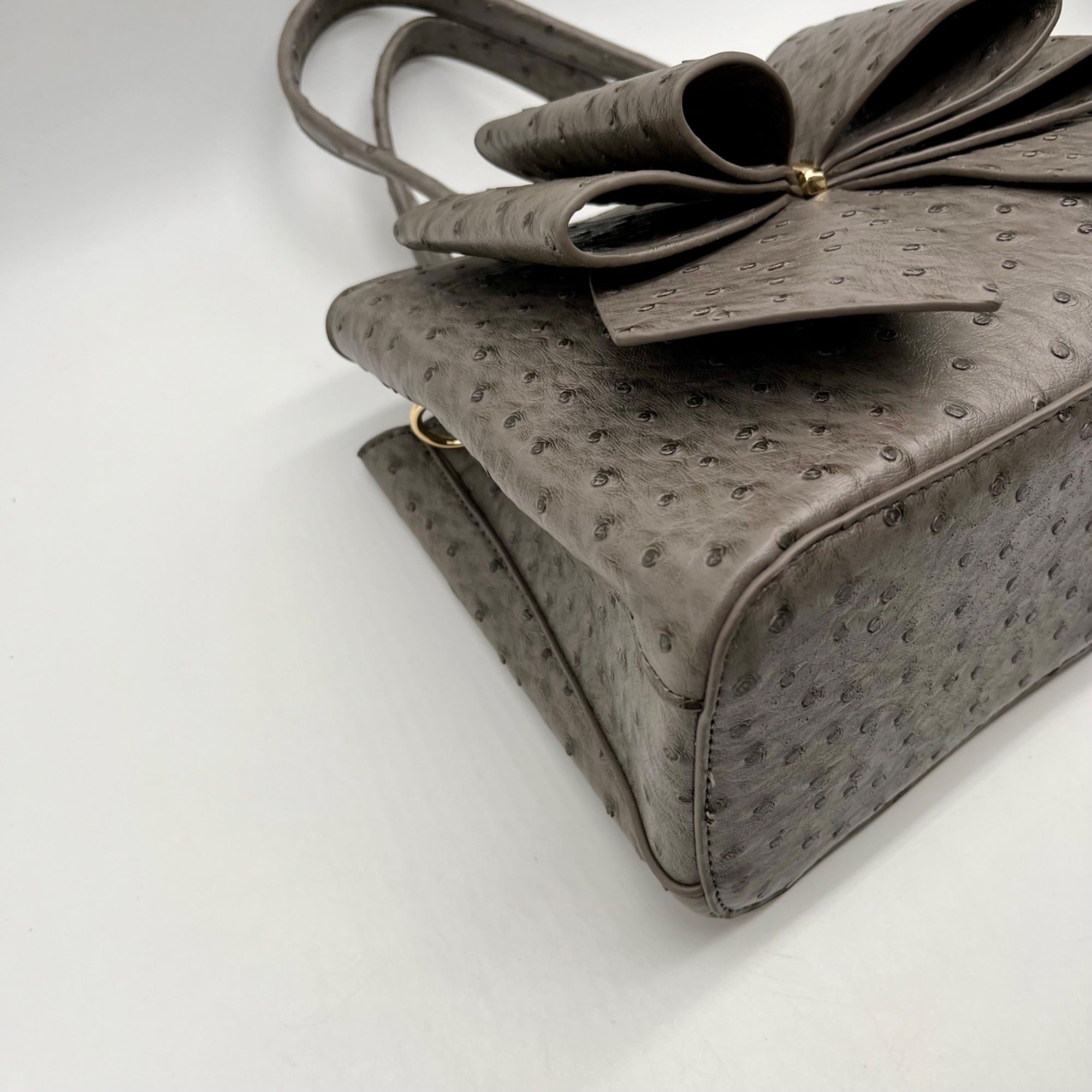 Grossi Grey Faux Leather Ostrich-Textureed Tote Bag