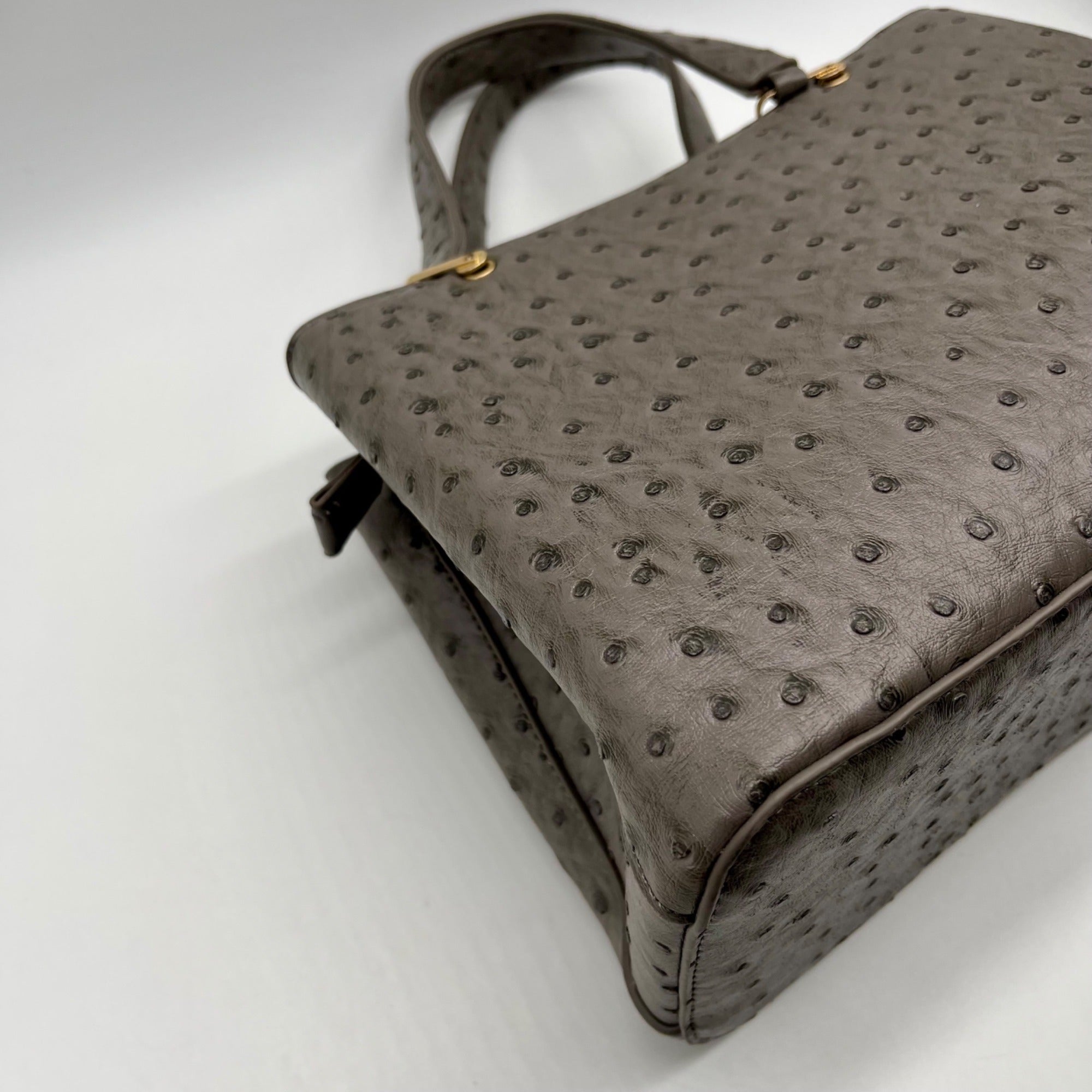 Grossi Grey Faux Leather Ostrich-Textureed Tote Bag