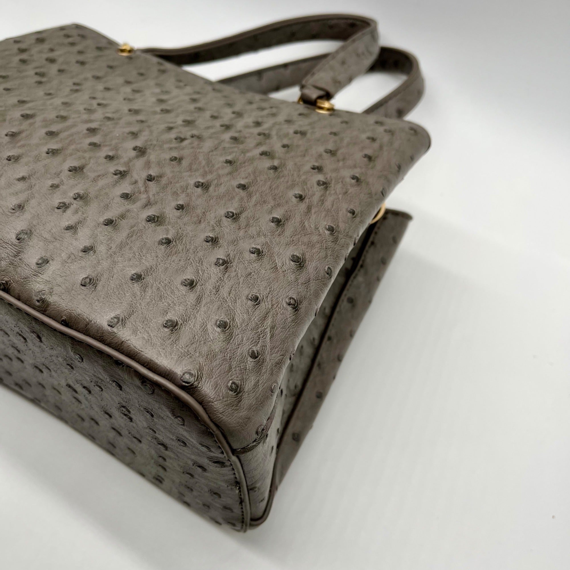 Grossi Grey Faux Leather Ostrich-Textureed Tote Bag