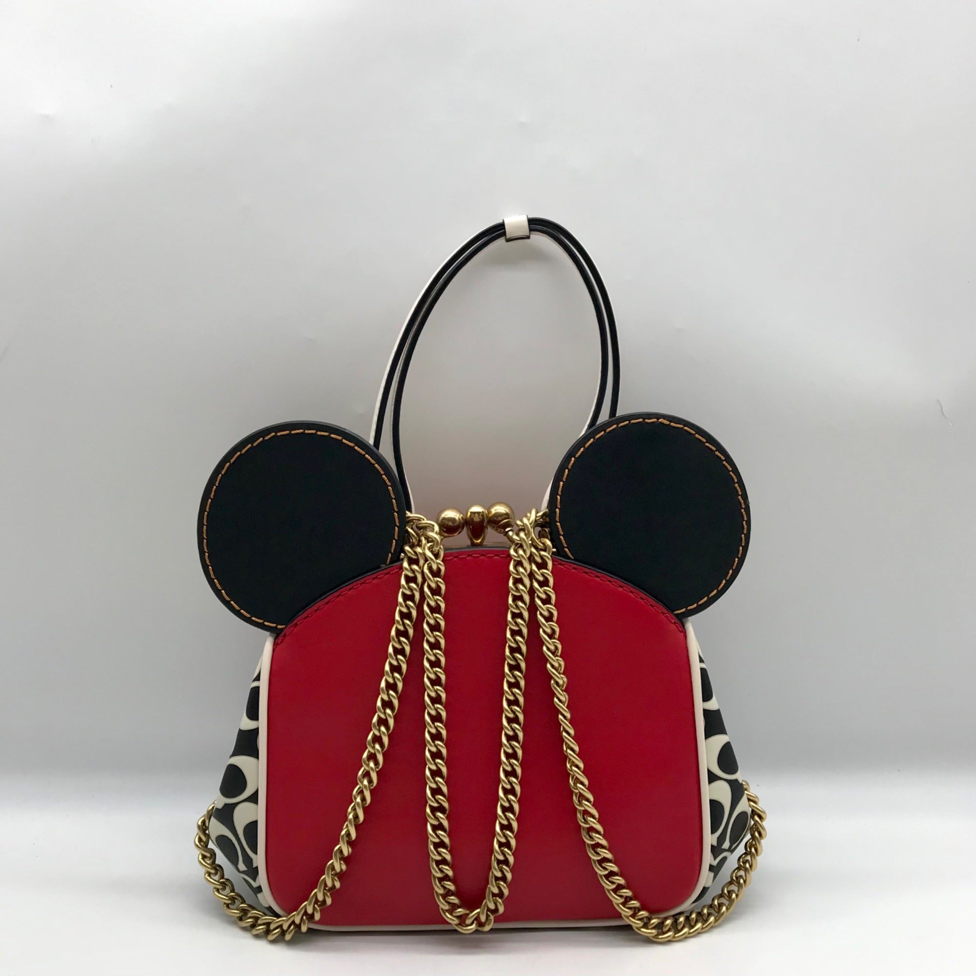 Coach Red Leather Disney Mickey Mouse X Keith Haring Shoulder Bag
